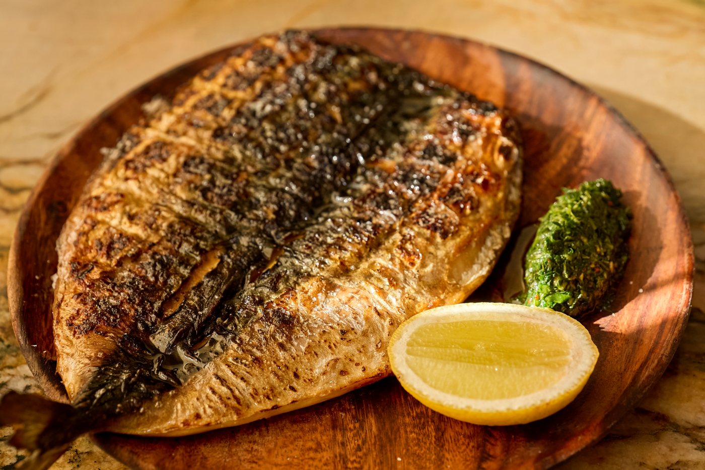Charcoal-grilled mackerel